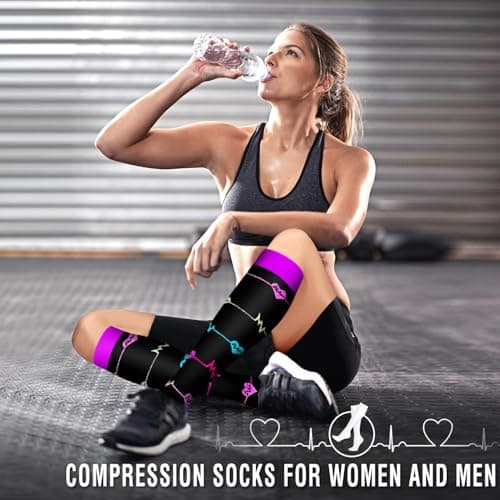 Compression Socks for Women and Men 15-20 mmHg 6 Pack Compression Stockings Circulation-Best Support for Medical,Running,Nursing,Athletic (B-Assorted-1, Large-X-Large) — view 2
