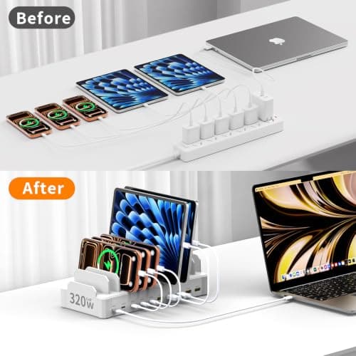 Zobirez 320W USB-C Charging Station for Multiple Devices, 10-Port GaN5 PD — view 5