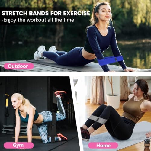Exercise Bands, Fabric Resistance Bands for Working Out, Workout Bands Resistance for Women & Men, Multi-Colored Fabric Booty Bands for Leg Strength Training, Rehab, Yoga (3Pack-Blue) — view 5