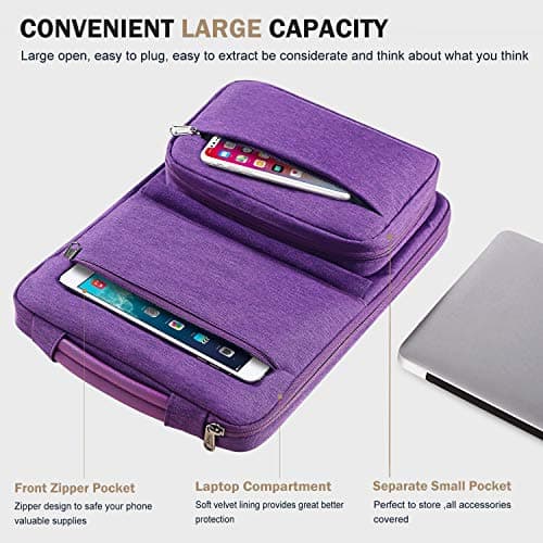 Voova Laptop Sleeve 13-14 Inch, Waterproof Case with Pouch, Purple — view 3