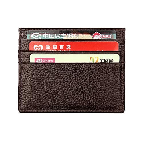 Hibate Genuine Leather Unisex Slim Credit Card Case Holder Sleeve Wallet, One_Size, A_coffee — view 2