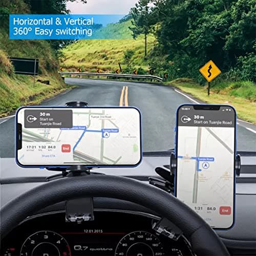 CGEAMDY Car Phone Holder Mount, Phone Mount for Car Dashboard, Cell Phone Stand with Parking Number Plate, 360 Degree Rotation One Hand Operation, Compatible with All 7.6 to 17.7 CM Smartphones — view 6