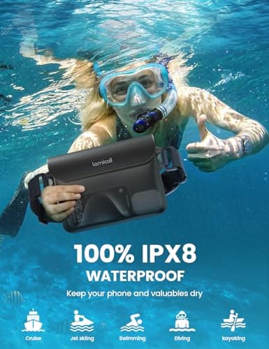 Lamicall IPX8 Waterproof Pouch Bag - [2 Pack] Waterproof Waist Dry Bag with Adjustable Strap, [Quick Opening] for Beach, Swimming, Boating, Fishing, Camping, Kayaking, Hiking - Transluscent Black — view 2