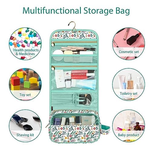 FINPAC Portable Toiletry Travel Wash Bag, Large Hanging Makeup Organiser — view 4