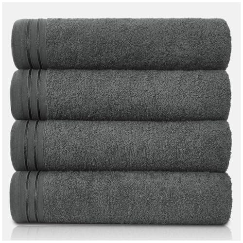 GC GAVENO CAVAILIA Large Towels Bath Sheet - Highly Absorbent Egyptian Cotton Towel Set - 4 Pack Extra Soft Large Bath Towel Charcoal-Quick Dry Bath Sheets - 450 GSM Washable Towels, 75X135 Cm