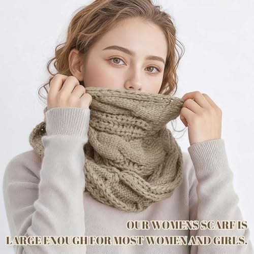 Muorruo Scarf for Women, Winter Scarf, Infinity Scarves for Cold Weather, Warm Winter Infinity Circle Loop Scarf Knitted, Thick Winter Infinity Circle Loop Scarf Ribbed Knit — view 4