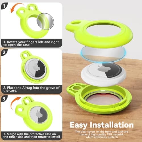 TNSNK for AirTag Holder Keyring, 1 Pack,Fluorescent Green — view 6