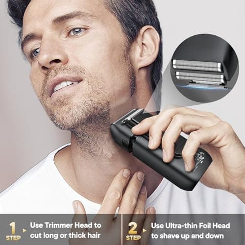 Brightup Foil Shaver, Electric Razor for Men with Pop Up Trimmer, Black — view 3
