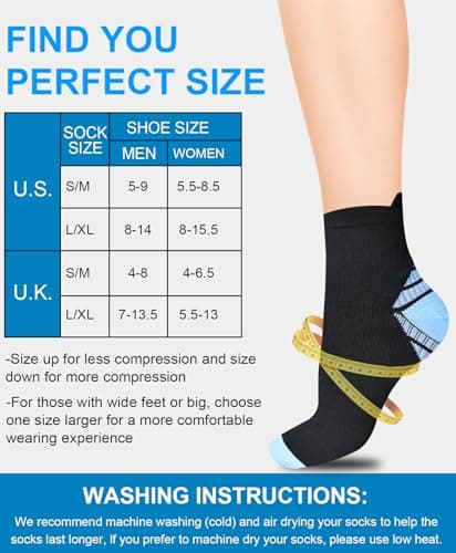 8 Pairs Compression Socks for Men & Women Plantar Fasciitis Ankle Socks for Arch Support Compression Foot Socks for Swelling Sports Cycling Walking Hiking Climbing Flight Travel — view 3