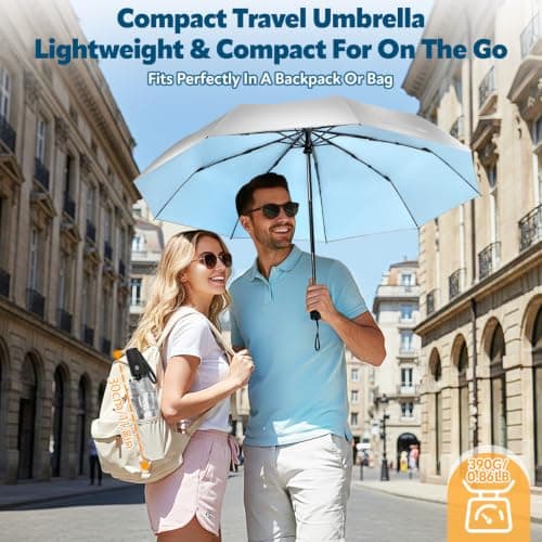 ZOMAKE UV Umbrella for Sun Protection UPF 50+ (46 Inch,Silver/Light Blue) — view 5