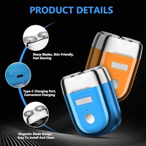 LOPHE Mini Electric Shaver,Electric Razor for Men,2-Speed Magnetic Shaver, 9500RPM USB Rechargeable Pocket Razor for Travel & Daily Use, Sky Blue — view 3