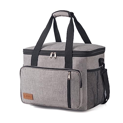 25L Cooler Bag Thermal Insulated Picnic Family Lunch Bag Waterproof Cool Bags Large Shopping Bag for Beach Picnic Camping Travel Grey