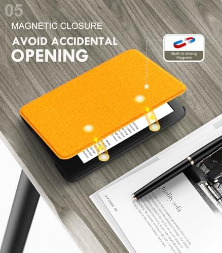 MoKo Case for 6" Amazon Kindle Basic 11th Gen 2024/2022, Denim Orange — view 5