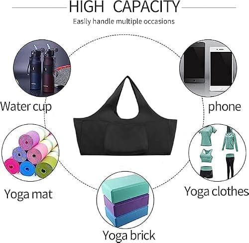 Extra Large Yoga Mat Bag Portable Carriers Bag with Big Open Pocket & Inner Zipper Pocket Women Men Large Capacity Tote Bag for Pilates Yoga Gym Sports Quality Canvas Yoga Bag Stores Mat/Accessories — view 3