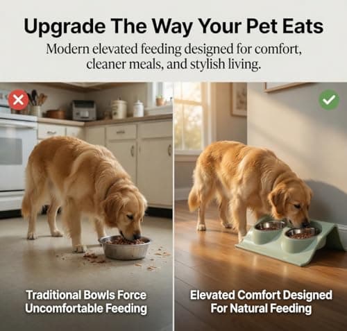 Raised Dog Bowl Set, 2 x 500ml Stainless Steel Bowl with Stand — view 4