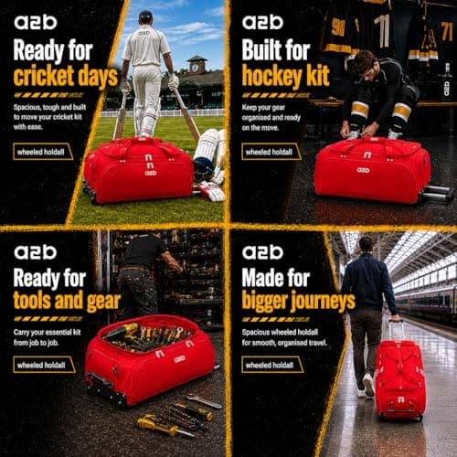 A2B Large 30" Wheeled Holdall Rolling Duffle Bag with Wheels, Red or Black — view 3