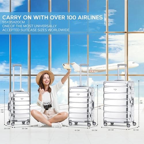 Flight Knight Premium Travel Suitcase - 8 Spinner Wheels - Built-in TSA Lock Lightweight Aluminium Frame, ABS Hard Shell Carry on Check in Luggage Highly Durable - Approved for Over 100 Airlines — view 2