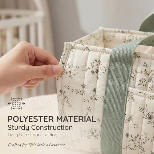 Gatphy Baby Diaper Caddy Organizer Portable Nursery Storage Basket with Handle & Removable Dividers Diaper Storage Bag Baby Essentials Organizer for Nappy Wipes Diapers Toys Car Travel Home (Style1) — view 3