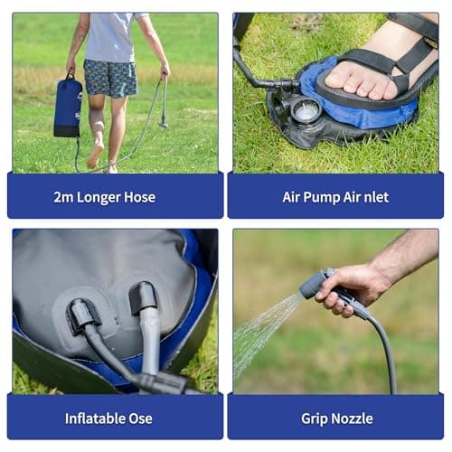 Naturehike 11L Portable Pressure Shower with Foot Pump Camping Solar Shower with Shower Nozzle for Camping, Hiking Trip, Backpacking, Beach, Travel,Car only 1 kg — view 4