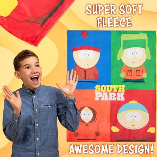 South Park Fleece Bed Blanket Soft Sofa Throw for Bedroom Accessories Eric Kenny Cartman Travel Home Decor 130 x 150cm Funny Gifts for Men (Multi) — view 4