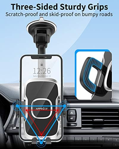 APPS2Car Windscreen Phone Holder - Flexible Goose-neck Arm, 13" - Compatible with 4-6.8" Phones - Suction Base Dashboard Holder for Van/Truck — view 4