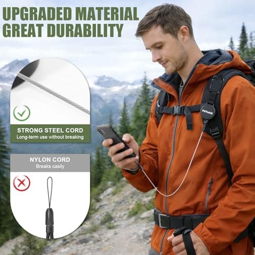 Vutlace 2-Pack Anti-Theft Phone Tether Lanyard, Retractable Phone Strap Keyring, Anti-Theft Retractable Mobile Phone Tether, Metal 360° Tether Tab for Outdoor Hiking, Climbing and Fishing — view 3