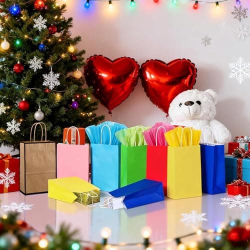SHUBEIEUMI 10Pcs Kraft Paper Bags with Handles, Paper Party Bags 21x15x8cm Small Gift Party Bags, for Present, Candy, Cookie, Celebrations, Birthday-Brown with Black Border — view 6