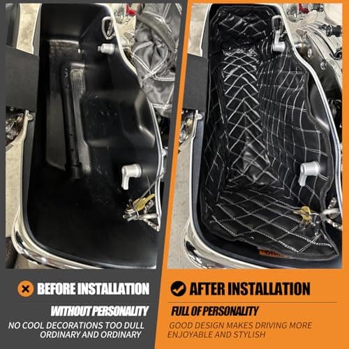 HCmotorku Motorcycle Drop-in Saddlebag Carpet Liners Fits for Harley Touring Models Road King Road Glide Road King Electra Street Ultra Glide Classic 1993-2013 White Thread — view 4