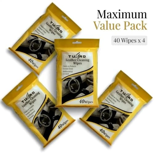 4‑in‑1 Multi‑Purpose Leather Cleaning Wipes | Removes Dirt & Grime While Protecting Leather Surfaces | Car, Furniture, Sofa, Bags | Detailer, Protector & Antibacterial Wipes (160 Wipes in 4 Packs) — view 5