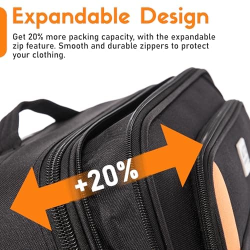 ATX Luggage Extra Large Suitcase 32" Expandable Durable Lightweight Suitcases with 2 Wheels and Built-in 3 Digit Combination Lock (Black/Orange, 134 Liters) — view 2
