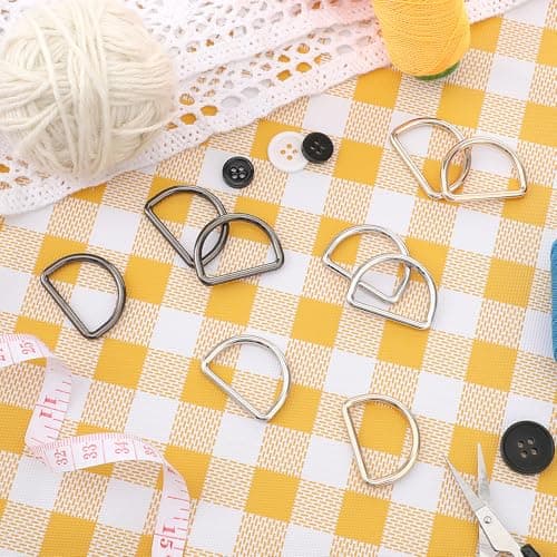 Aiyorse 9 Pack 1 Inch D Ring, 3mm Thickness Stainless Steel Heavy Duty D Rings for Bag & Dog Collars, Welded Metal Silver D Rings for Backpack, Webbing Straps, Belt, Leash, DIY Crafts, Mixed-Color — view 4