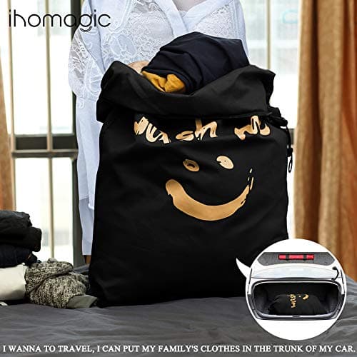 IHOMAGIC Large Travel Laundry Bag, Large Laundry Bag, Wash Me Storage Bag, Hand Washable, Lightweight Bag for Dirty Clothes 120L for Dorm, Camp and Apartments, Travel, Black — view 6