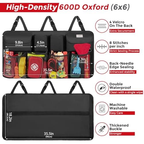 SURDOCA Car Boot Organiser Hanging, Car Interior Accessories, Black L — view 4