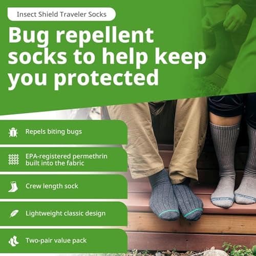 Insect Shield Traveler Socks With Permethrin Bug Repellant - Protective Clothing for Men & Women, Charcoal, Large (Pack of 2) — view 2