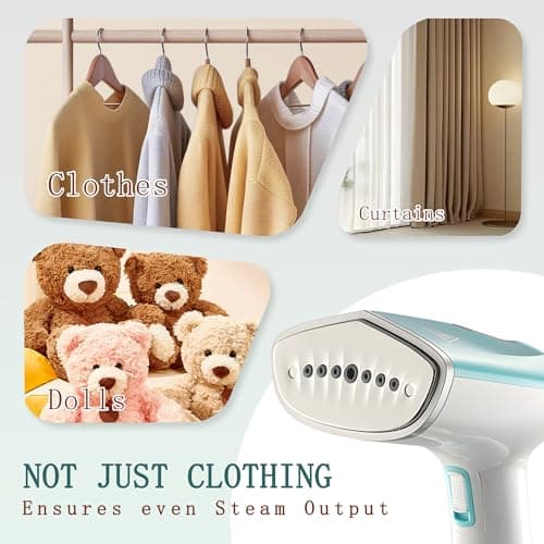 Foldable Clothes Steamer, Portable Handheld Steamer for Clothes, Fast Heat Up, Deep Wrinkle Removal, 1500W Garment Steamer with 150 ml Water Tank for Home, Office & Travel (Green) — view 3