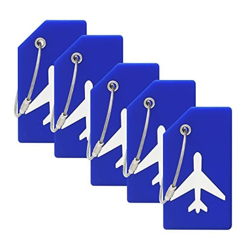 5PCS Luggage Tag with Name ID Card,Blue Silicone Luggage Tags for Suitcase