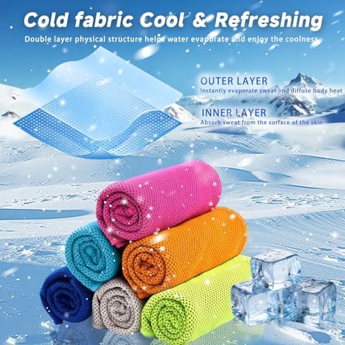 6 Pack Cooling Towels for Neck, Quick Dry Sports Gym Running, 35"x12" — view 3
