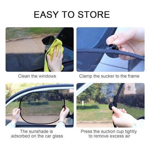 SSKHE Car Sun Shade for Side Windows With UV Protection - 5 Pack Window Shades for Baby Pets, Blocking Harmful UV Rays and Heat, 44 x 36CM, 100 x 50CM — view 3