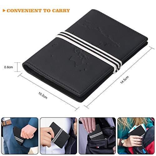 flintronic Passport Covers, Genuine Leather Passport Wallets, RFID Blocking Case Cover (Black) Passport and Card Holders for Men&Women Travel Accessory, Ticket, Cashes — view 6