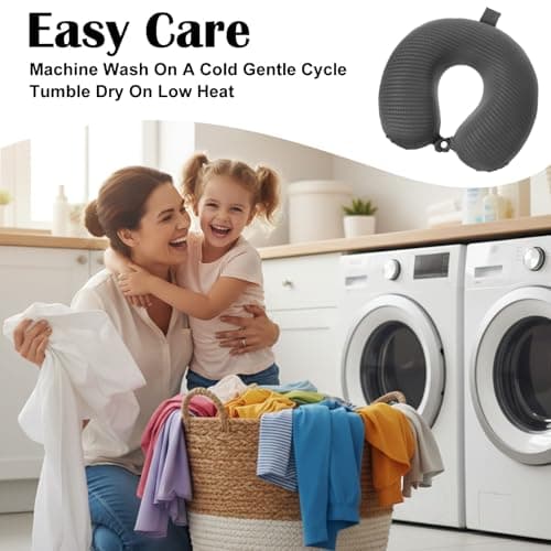 Ouligay 2 PCS U Shaped Neck Pillow Cover Ice Silk Travel Pillow with Zipper Replacement Airplane Pillow Cover Washable Soft Travel Pillow Case Coverwith Double Snap Dark Gray — view 5