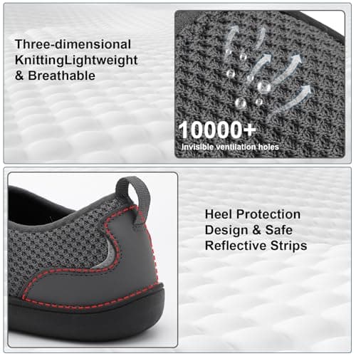 Walking Shoes for Mens Wide Fit Trainers Barefoot Zero Drop Lightweight Shoes with Adjustable Strap for Outdoor Indoor Grey 6 UK — view 5