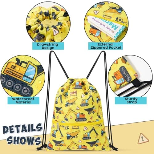 WAWSAM Kids Drawstring Gym Bag with Zippered Pocket String Backpack — view 3