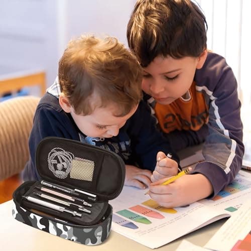 Abaysto Large Pencil Case for Boys Kids Camo Pencil Pouch with Zipper Compartments Big Capacity Pencil Bag Organizer Box for School (Camouflage) — view 6