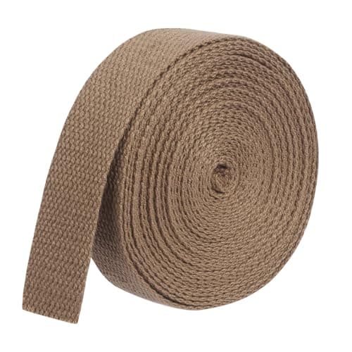 Kaket Polyester Cotton Weave Webbing Strap 5M/5 Yards, 0.98inch (25mm) Wide Heavy Duty Cotton Webbing Straps, Cotton Strap Belt for Backpack Crafts Arts (Khaki, 25mm)