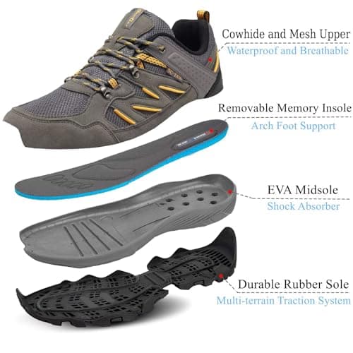 SILENTCARE Walking Shoes Mens Waterproof Low Rise (Grey UK 9) — view 2