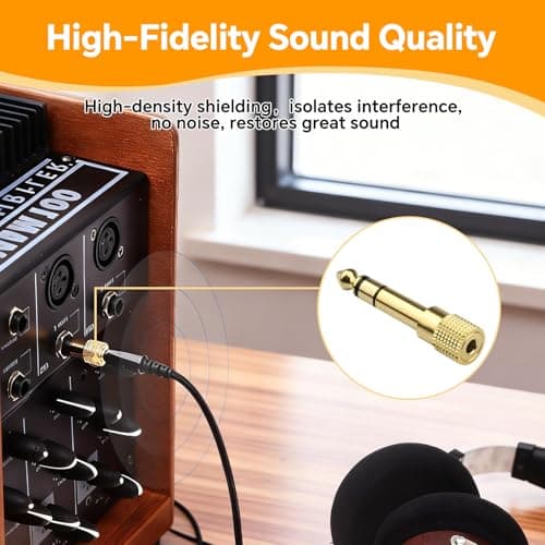 5Pack Headphone Jack Adapter 6.35mm Male 1/4 inch to 3.5mm Female 1/8 inch — view 5
