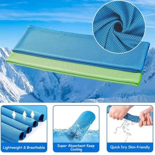 10 Pack Cooling Towel, Instant Ice Wraps for Neck and Face, Soft Microfiber Gym Towels for Workout, Yoga, Running, Golf, Travel, Camping, Breathable Sports Headband for Hot Summer — view 4