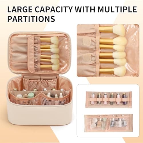 Travel Makeup Bag Portable Cosmetic Bag with Makeup Brushes Organiser Cream — view 6