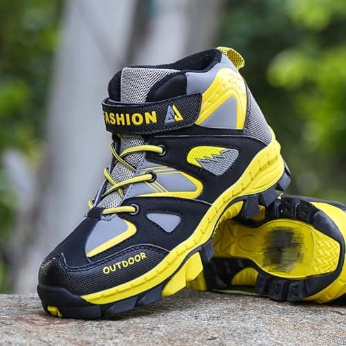 Unitysow Boys Trekking & Hiking Footwear Kids Walking Boots Waterproof Trainers Running Shoes Outdoor Camping Climbing Shoes Junior Sneakers,Yellow,6 UK — view 2
