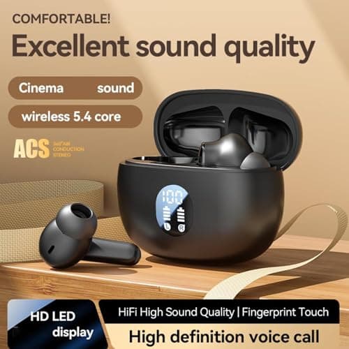 Wireless Earbuds - Noise Cancelling Earbuds, Wireless Earphones | Wireless Headphones 5.4 HiFi Stereo Earphones, Led Display Waterproof Wireless Headphones for Running, Phones — view 3